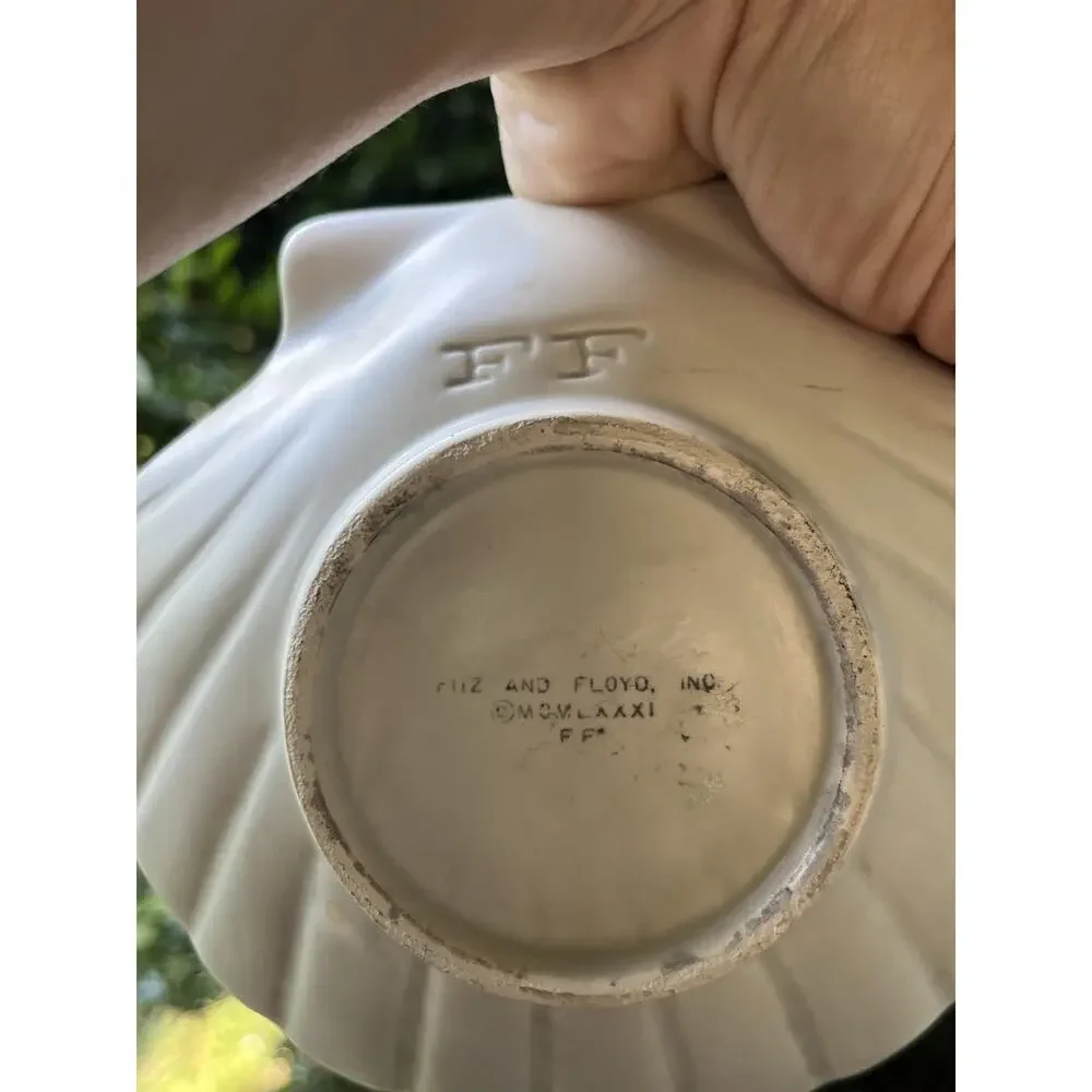 Fitz and Floyd 1981 Scallop Shell Dish, Pink Seashells, Ocean Sea Decor